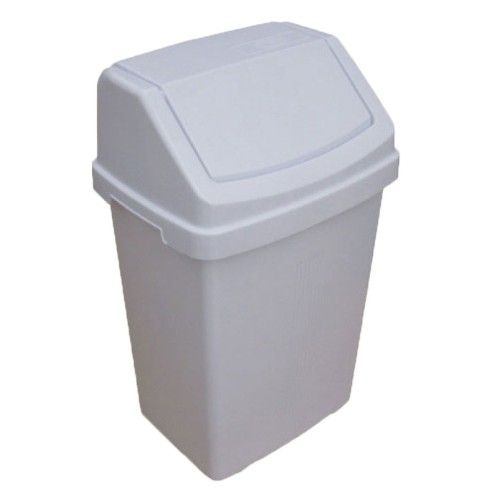 Plastic Swing Top Bin & Top White 8ltr - 37cm (14.5") High