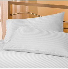 **Satin Stripe Fitted Sheet Double 54 X 75 White