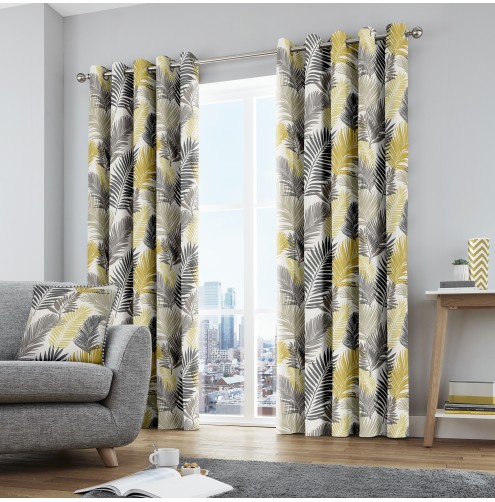 Tropical Ready Made Curtains - Ochre
